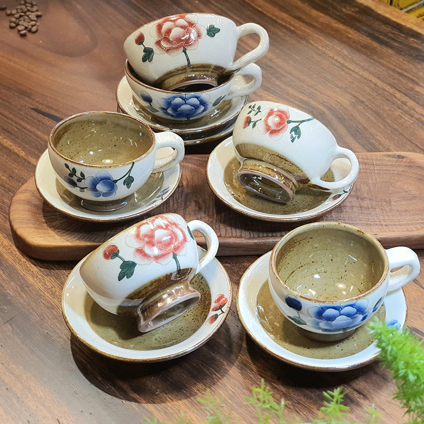 Bosan Pottery - Buncheong Mokdan Porcelain Cafe Latte Cup Set