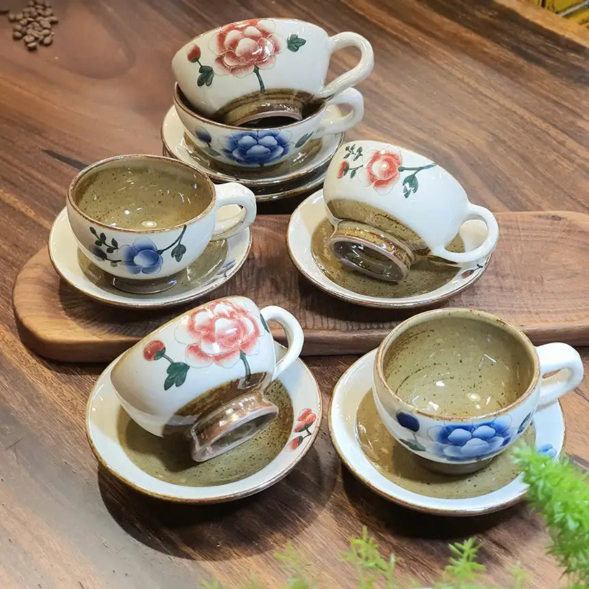 Bosan Pottery - Buncheong Mokdan Porcelain Cafe Latte Cup Set - Bosan Pottery - Home & Living, Accessories - Harumio