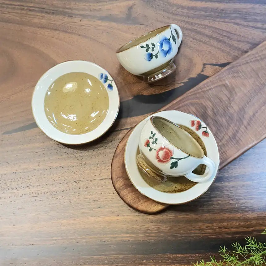 Bosan Pottery - Buncheong Mokdan Peak Porcelain Coffee Cup Set - Bosan Pottery - Home & Living, Accessories - Harumio