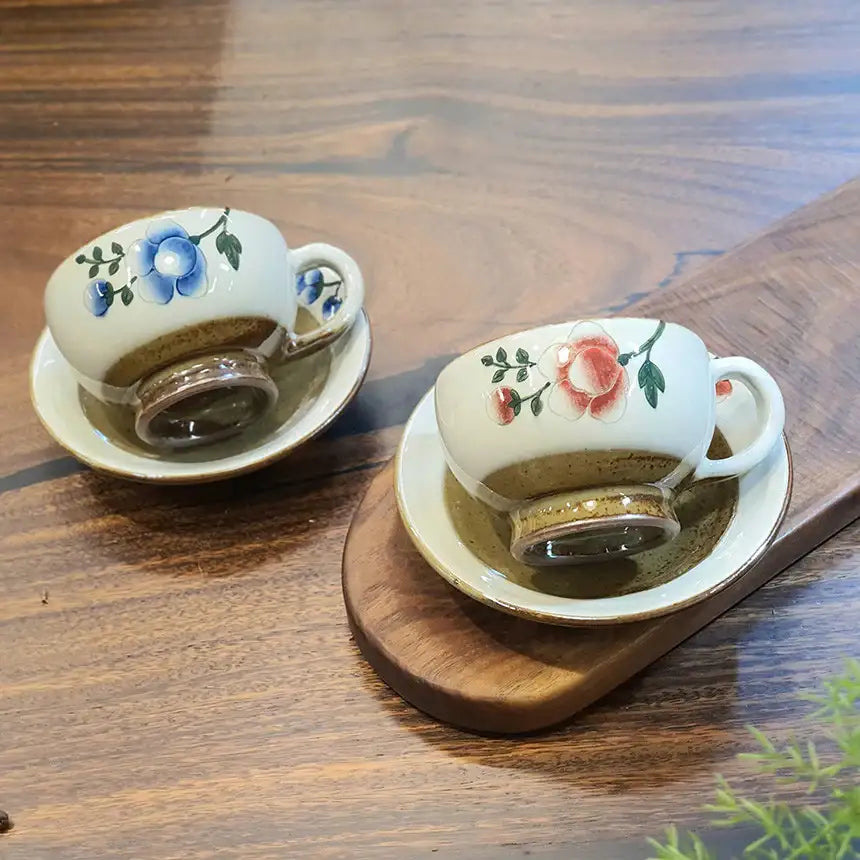 Bosan Pottery - Buncheong Mokdan Peak Porcelain Coffee Cup Set - Bosan Pottery - Home & Living, Accessories - Harumio