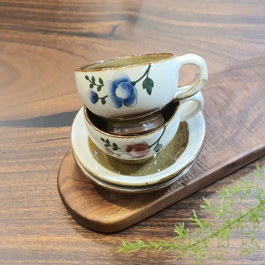 Bosan Pottery - Buncheong Mokdan Peak Porcelain Coffee Cup Set - Bosan Pottery - Home & Living, Accessories - Harumio