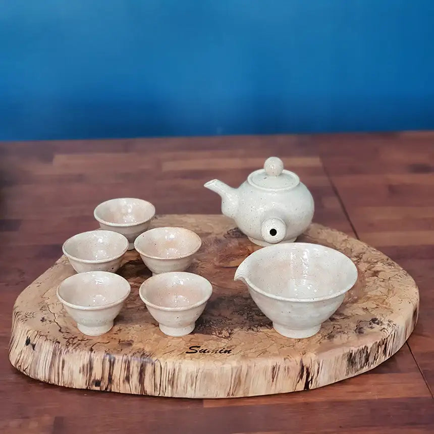 Bosan Pottery - Buncheong Momiji Porcelain Traditional Tea Set - Bosan Pottery - Home & Living, Accessories - Harumio