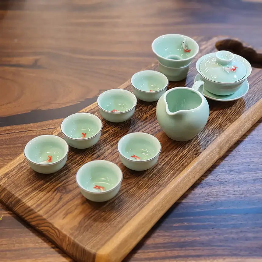 Bosan Pottery - Fish Porcelain Traditional Pu-er Tea Set - Bosan Pottery - Home & Living, Accessories - Harumio