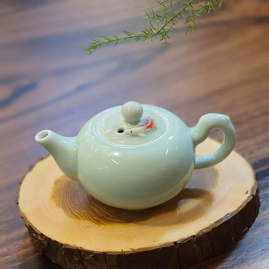 Bosan Pottery - Porcelain Fish Round Teapot - Bosan Pottery - Home & Living, Accessories - Harumio