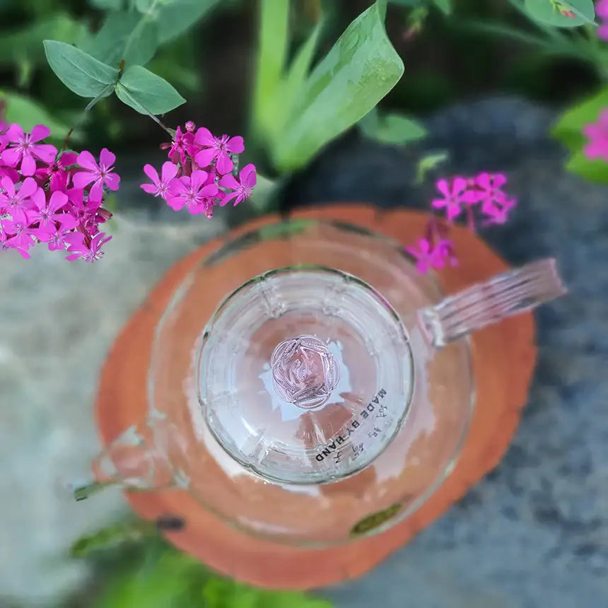 Bosan Pottery - Pink Rose Glass Round Teapot - Bosan Pottery - Home & Living, Accessories - Harumio