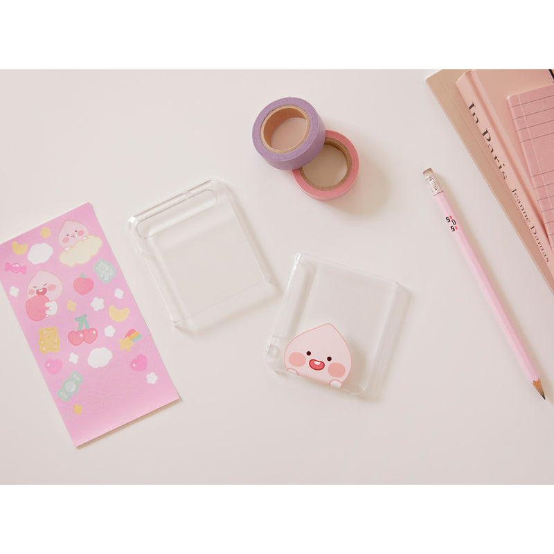 Kakao Friends - Apeach Galaxy ZFlip Clear Phone Case with Sticker