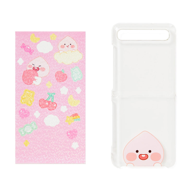 Kakao Friends - Apeach Galaxy ZFlip Clear Phone Case with Sticker