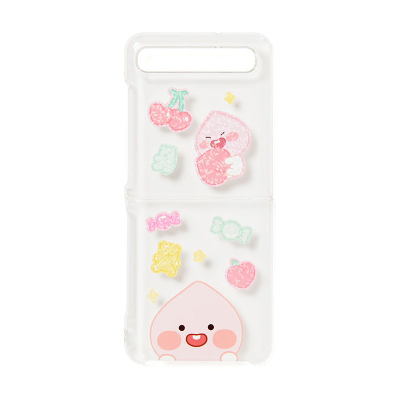 Kakao Friends - Apeach Galaxy ZFlip Clear Phone Case with Sticker