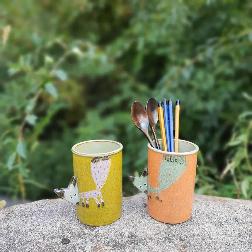 Bosan Pottery - Fox Porcelain Cutlery Holder - Bosan Pottery - Home & Living, Accessories - Harumio