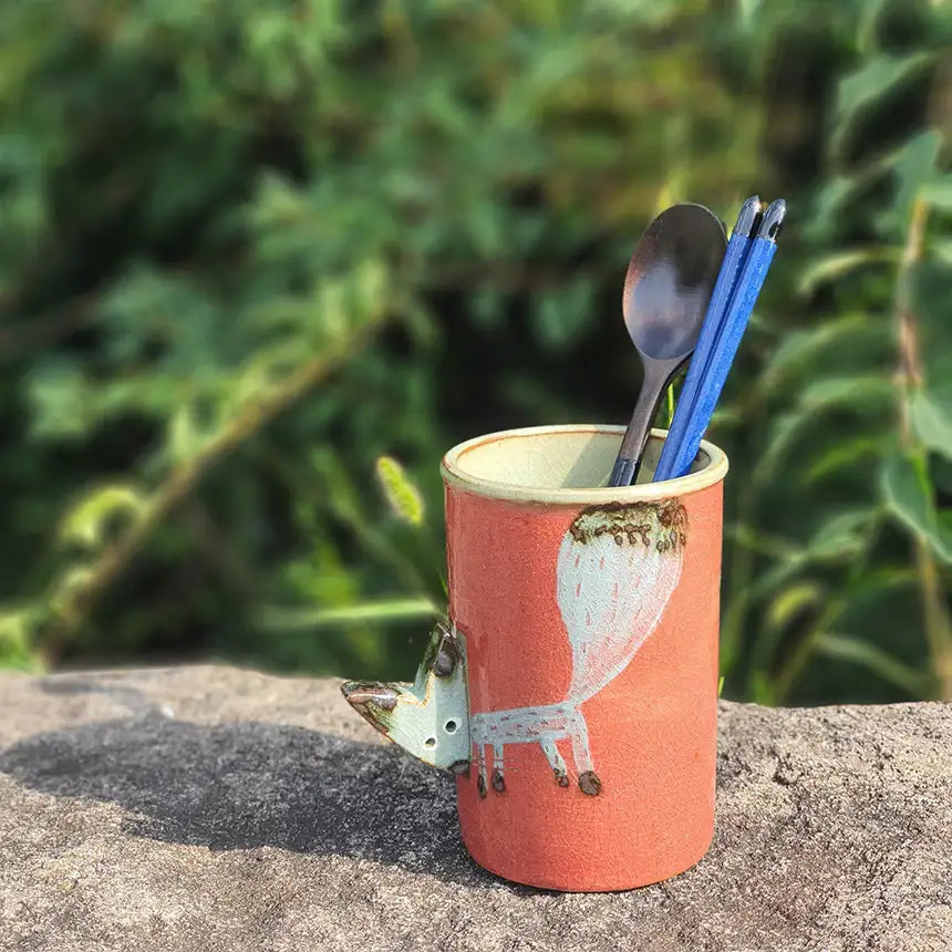 Bosan Pottery - Fox Porcelain Cutlery Holder - Bosan Pottery - Home & Living, Accessories - Harumio