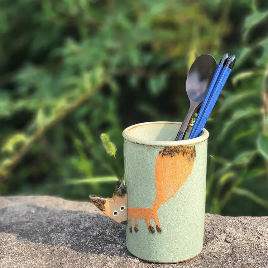 Bosan Pottery - Fox Porcelain Cutlery Holder - Bosan Pottery - Home & Living, Accessories - Harumio