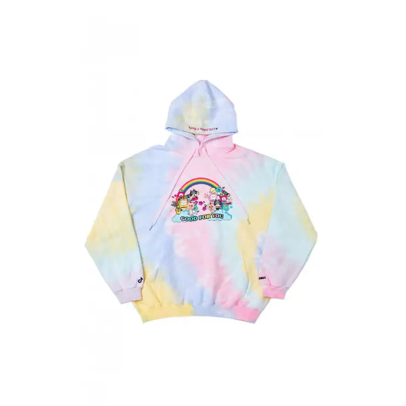 TiKTok Friends - Rainbow Collage Tie Dye Hoodie Sweatshirt - TiKTok Friends - Clothing - Harumio