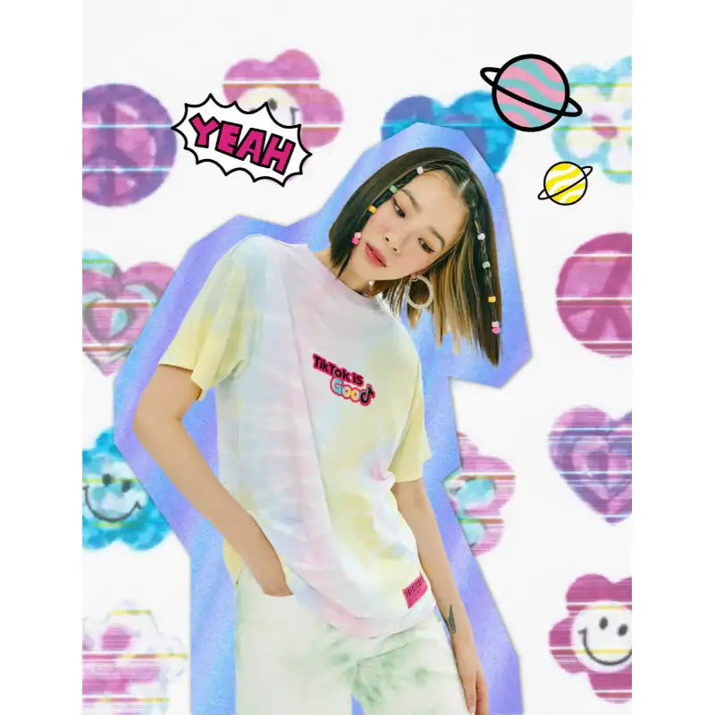 TiKTok Friends - Is Good Tie Dye Short Sleeve T-shirt - TiKTok Friends - Clothing - Harumio