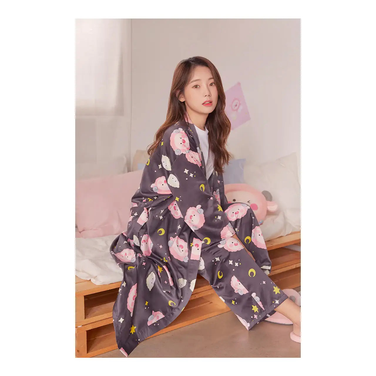 Kakao Friends - Lovely Apeach - Homewear Robe - Kakao Friends - Clothing - Harumio