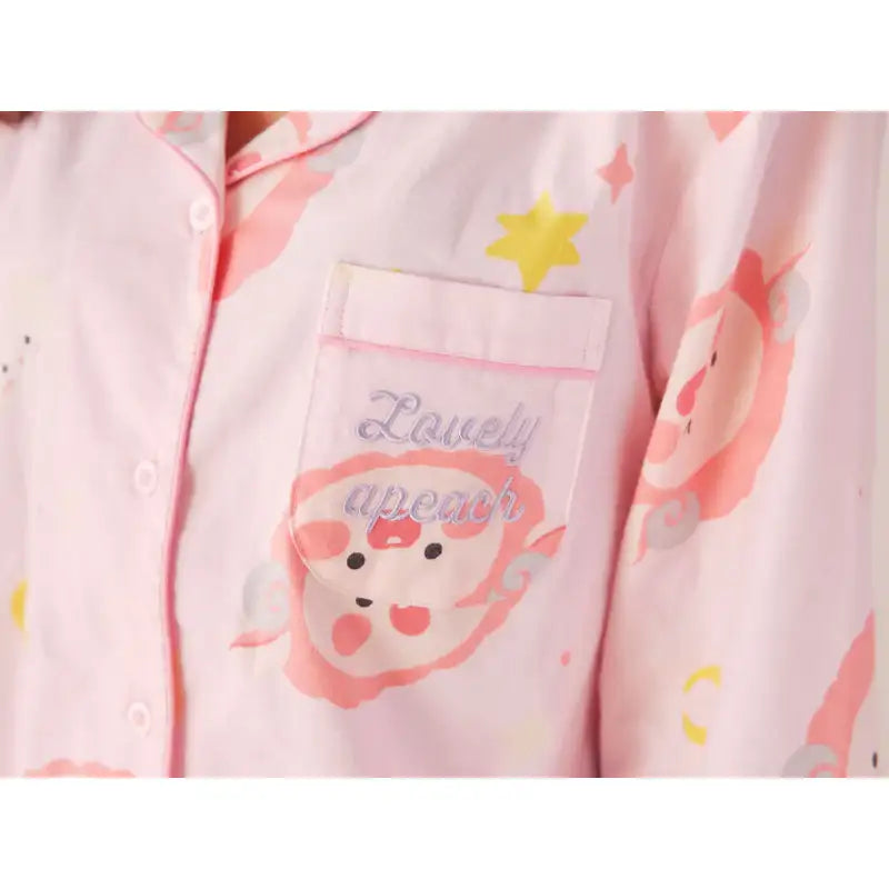Kakao Friends - Lovely Apeach - Women's Twill Pajamas Set - Kakao Friends - Clothing - Harumio