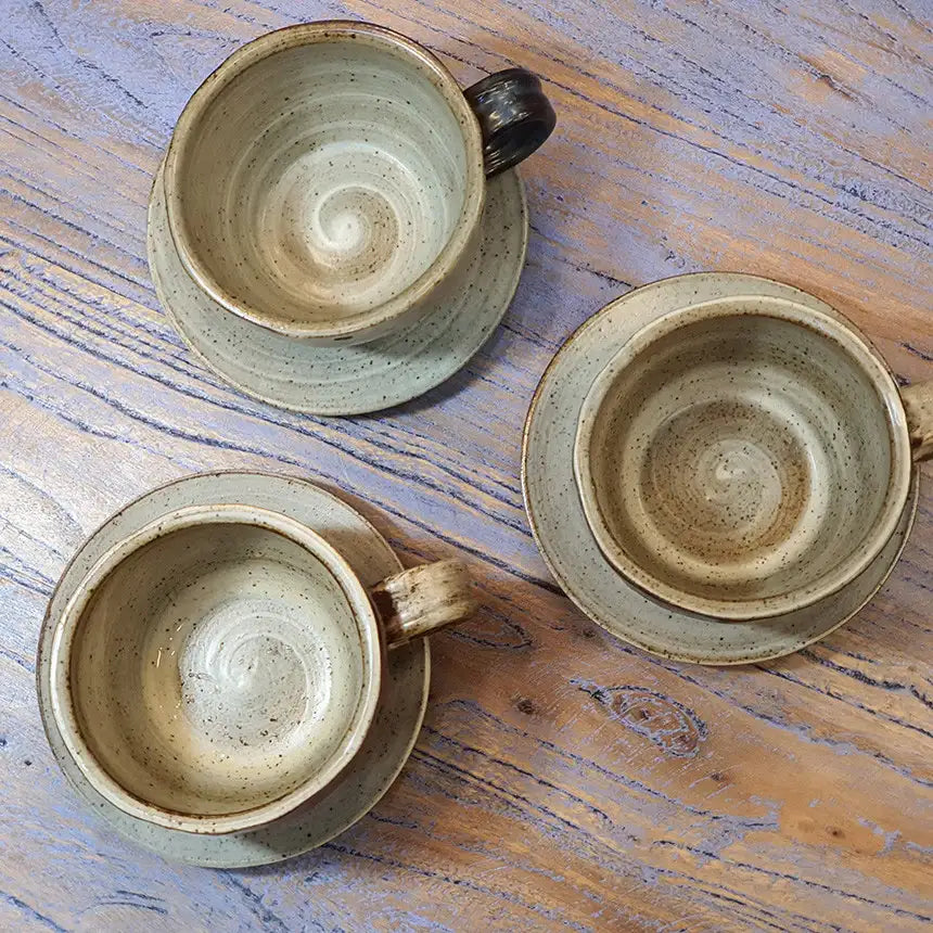 Bosan Pottery - Vintage Striped Porcelain Tea Cup Set - Bosan Pottery - Home & Living, Accessories - Harumio