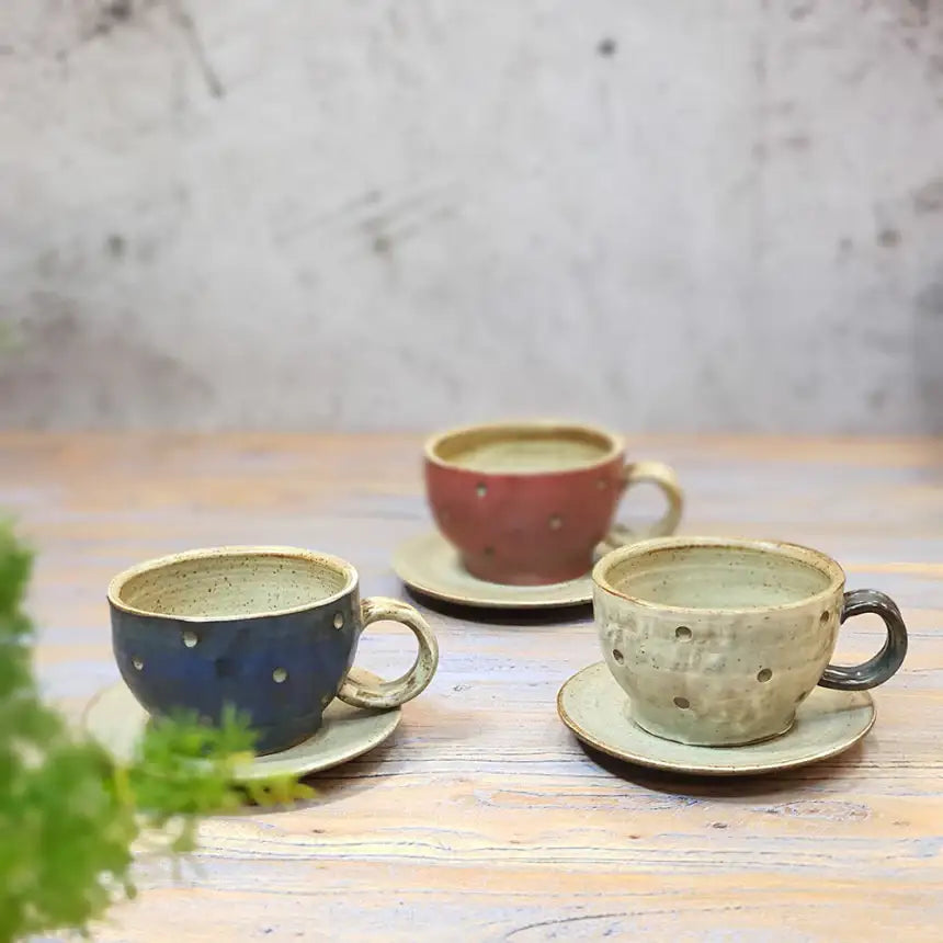 Bosan Pottery - Vintage Waterdrop Porcelain Coffee Cup Set - Bosan Pottery - Home & Living, Accessories - Harumio