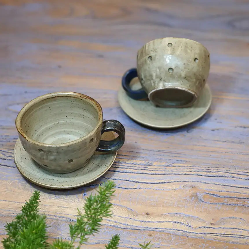 Bosan Pottery - Vintage Waterdrop Porcelain Coffee Cup Set - Bosan Pottery - Home & Living, Accessories - Harumio