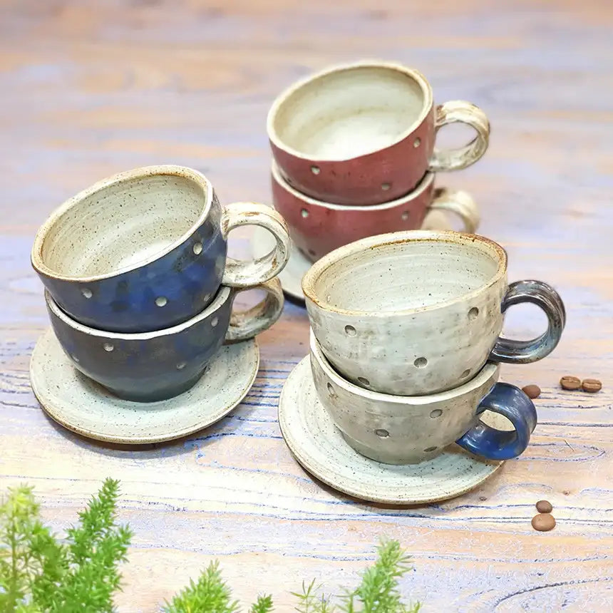 Bosan Pottery - Vintage Waterdrop Porcelain Coffee Cup Set - Bosan Pottery - Home & Living, Accessories - Harumio