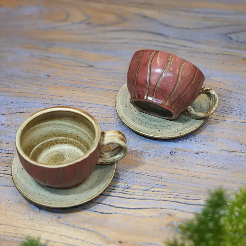 Bosan Pottery - Vintage Striped Porcelain Tea Cup Set - Bosan Pottery - Home & Living, Accessories - Harumio