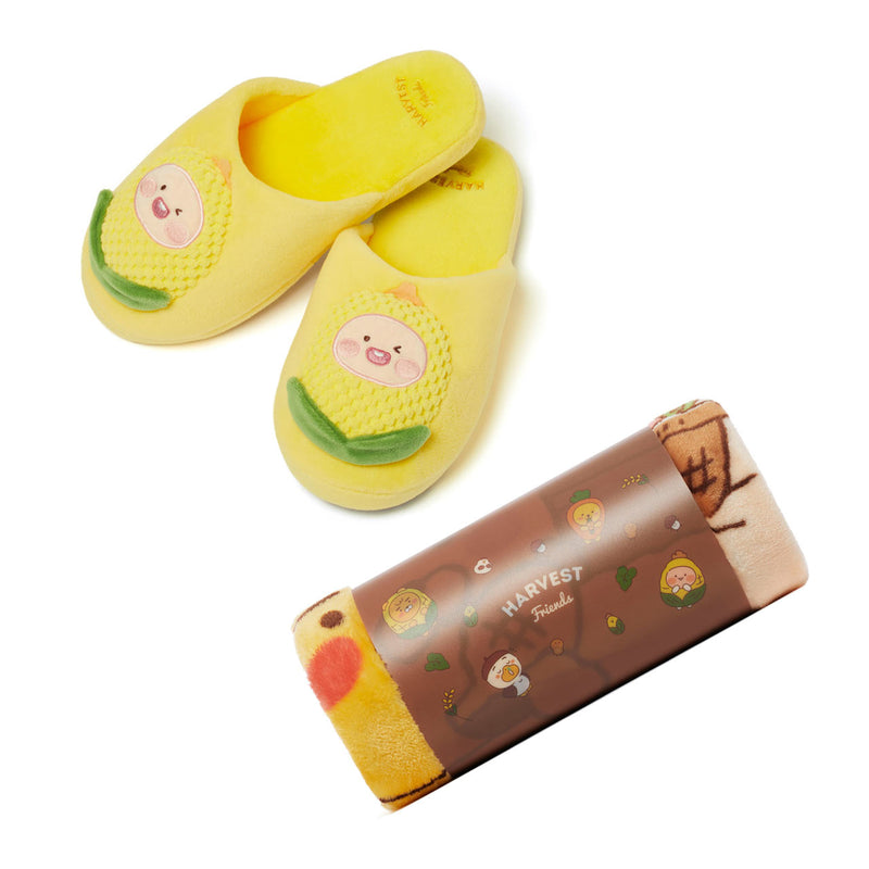 Kakao Friends - Harvest Blanket & Slippers Set