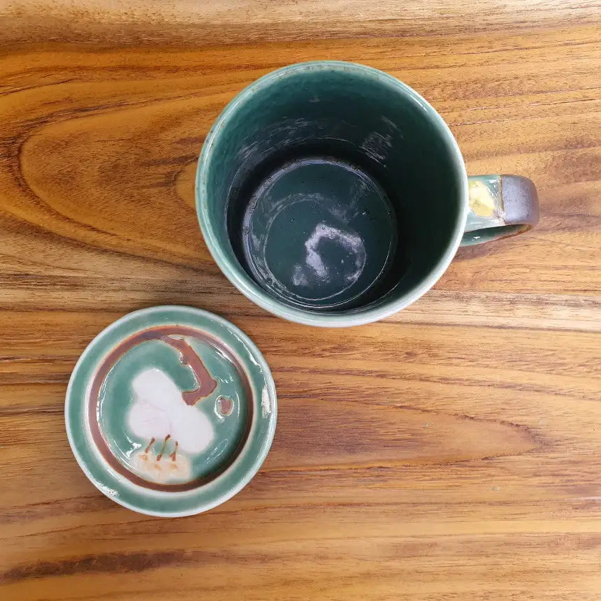 Bosan Pottery - Azalea Handmade Porcelain Mug with Lid - Bosan Pottery - Home & Living, Accessories - Harumio