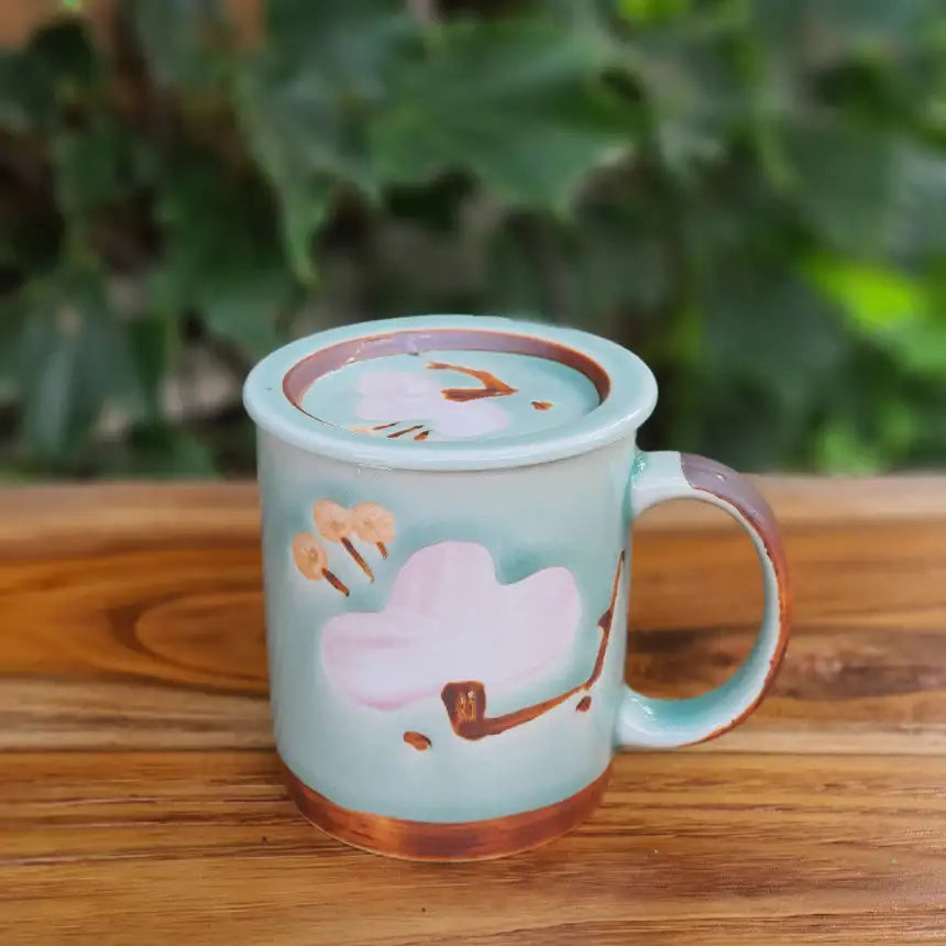 Bosan Pottery - Azalea Handmade Porcelain Mug with Lid - Bosan Pottery - Home & Living, Accessories - Harumio