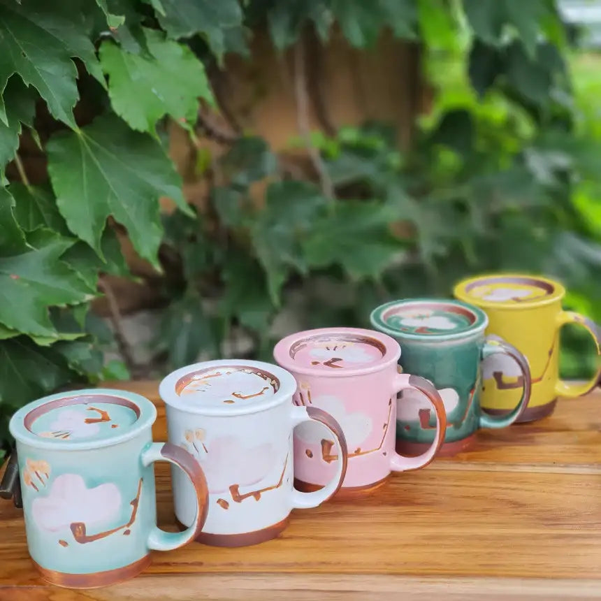 Bosan Pottery - Azalea Handmade Porcelain Mug with Lid - Bosan Pottery - Home & Living, Accessories - Harumio
