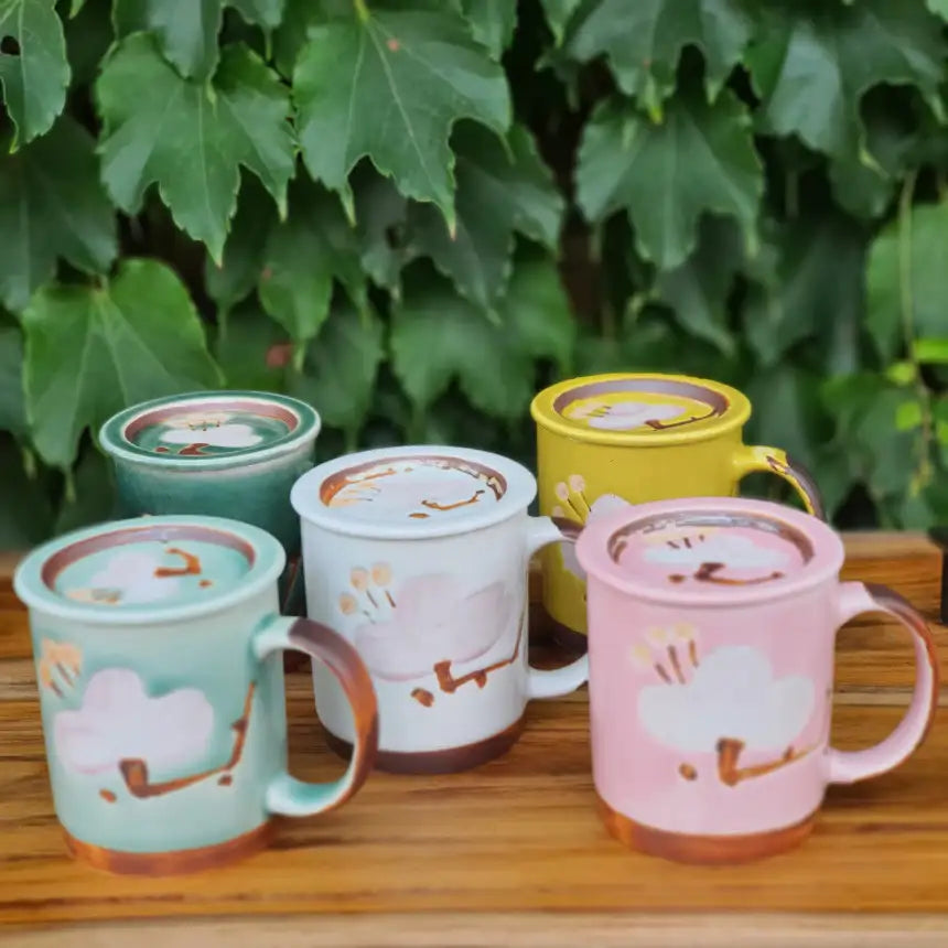 Bosan Pottery - Azalea Handmade Porcelain Mug with Lid - Bosan Pottery - Home & Living, Accessories - Harumio