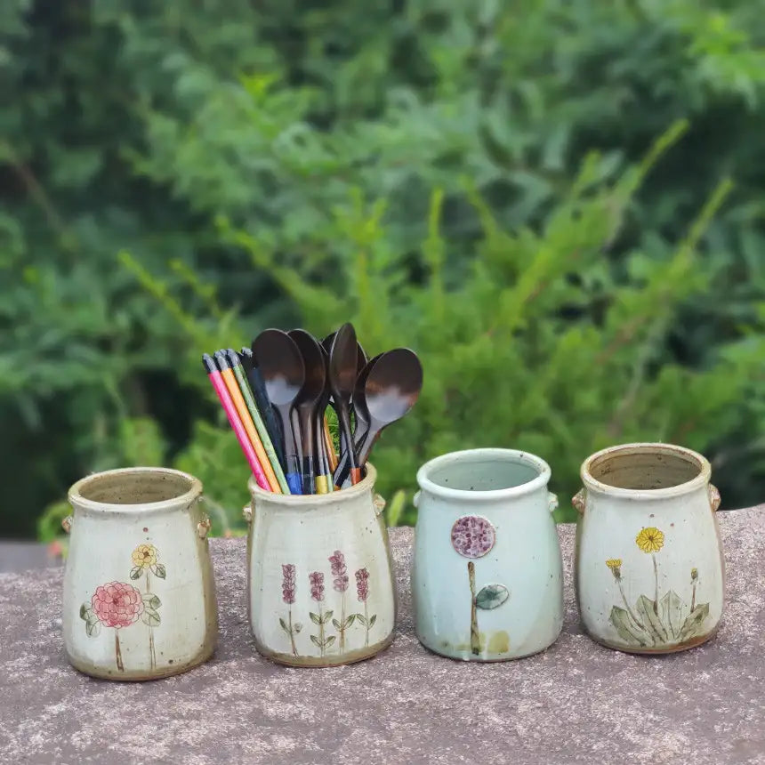 Bosan Pottery - Flowers Porcelain Cutlery Holder - Bosan Pottery - Home & Living, Accessories - Harumio