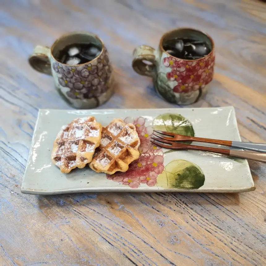 Bosan Pottery - Hydrangea Handmade Porcelain Rectangular Plate - Bosan Pottery - Home & Living, Accessories - Harumio