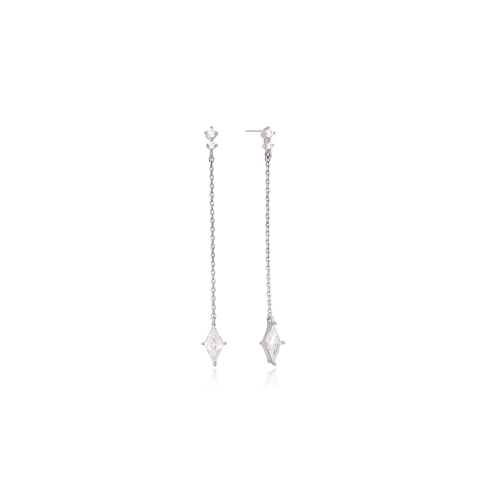 OST - Square Cubic Drop Chain Earrings