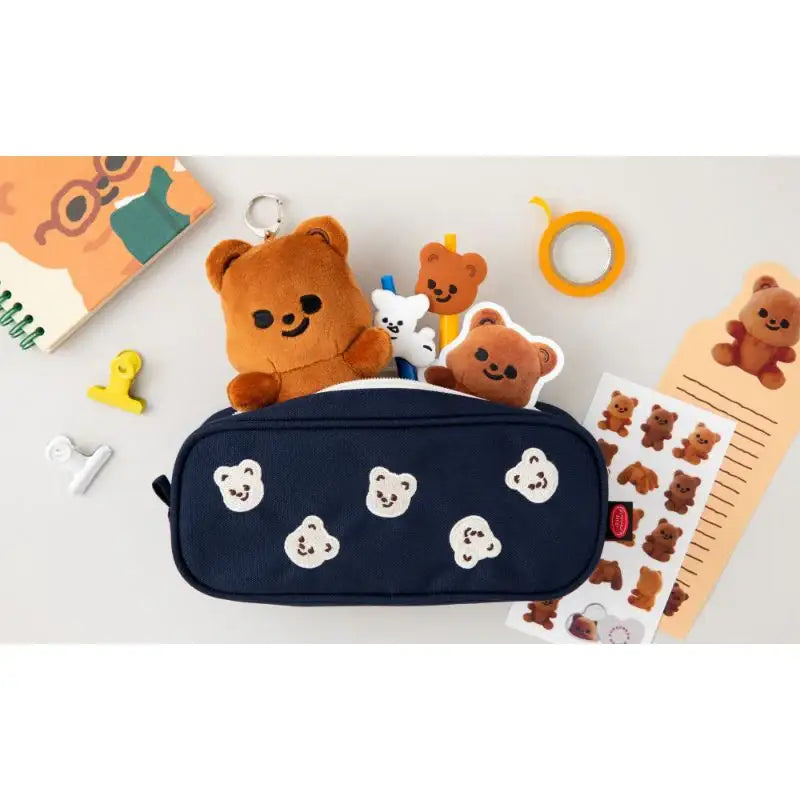 Pureureumdesign x 10x10 - Cupid Bear Embroidery Pencil Pouch - Pureureumdesign - Pencil Case - Harumio