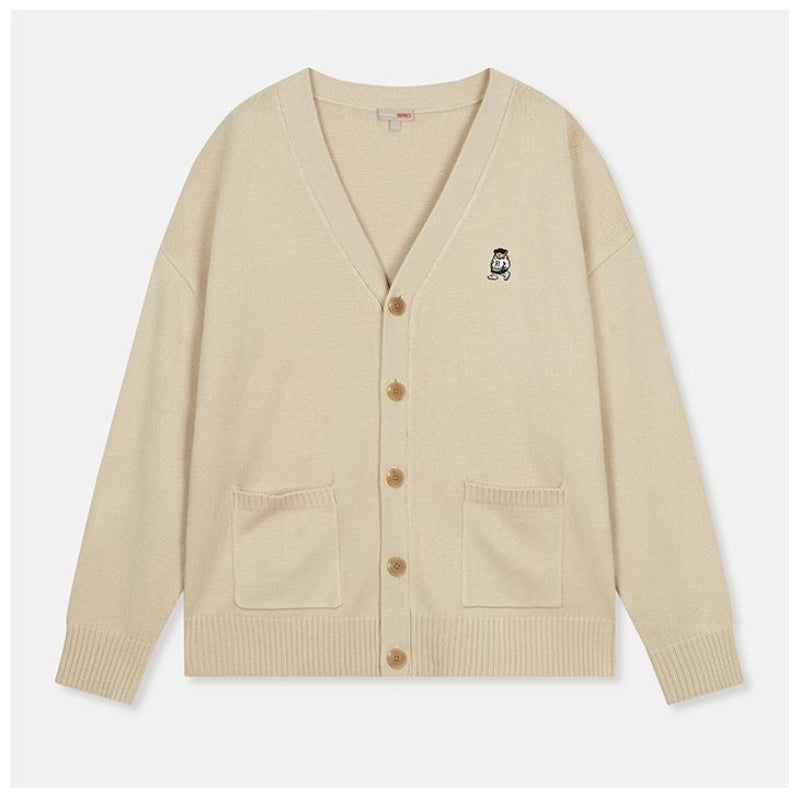 SPAO x Pennsylvania - Wool Blend Embroidered V Neck Cardigan