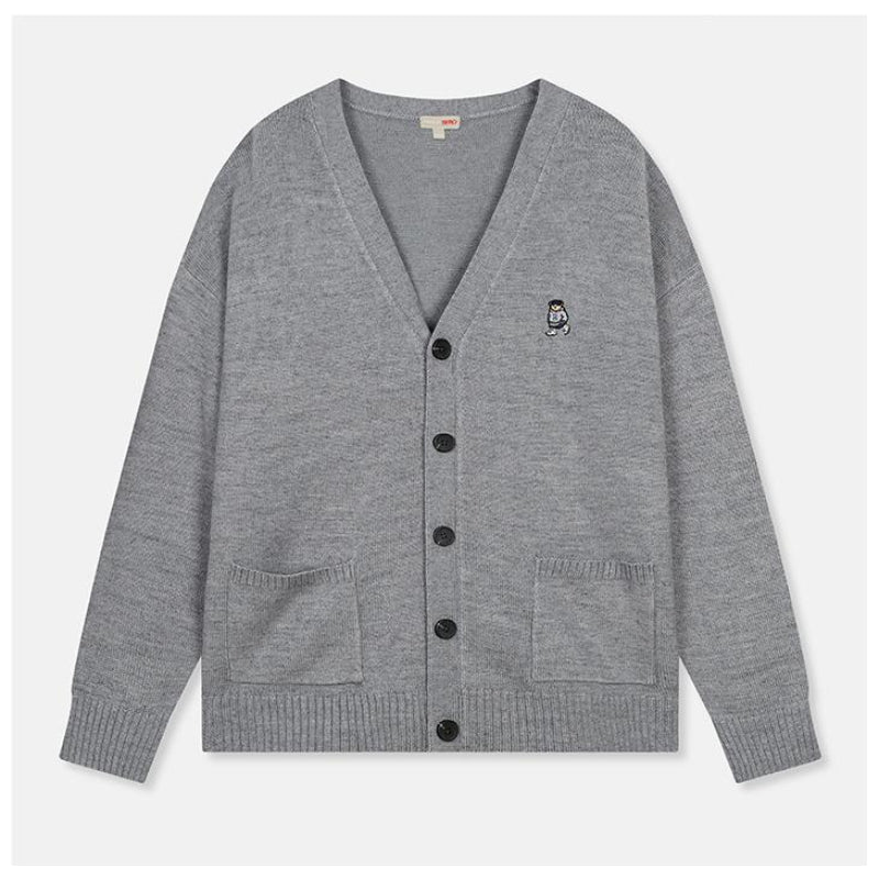 SPAO x Pennsylvania - Wool Blend Embroidered V Neck Cardigan