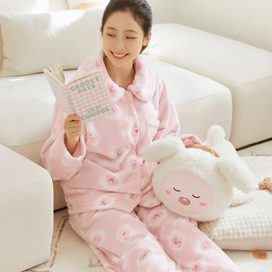 Kakao Friends - Little Puppy Club Apeach Women Pajamas Set - Kakao Friends - Clothing - Harumio