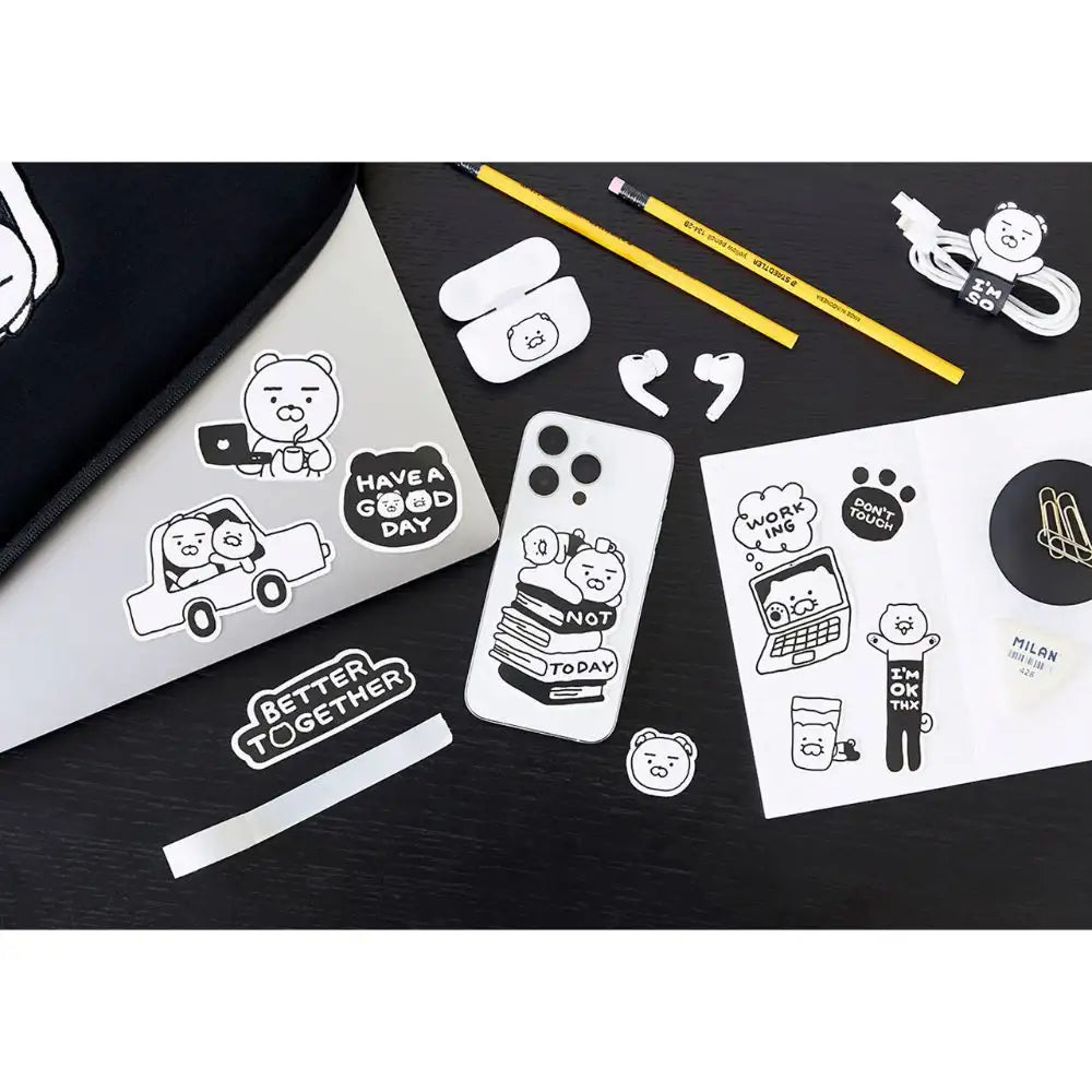 Kakao Friends - Black & White Deco Sticker - Kakao Friends - Home & Living, Accessories - Harumio