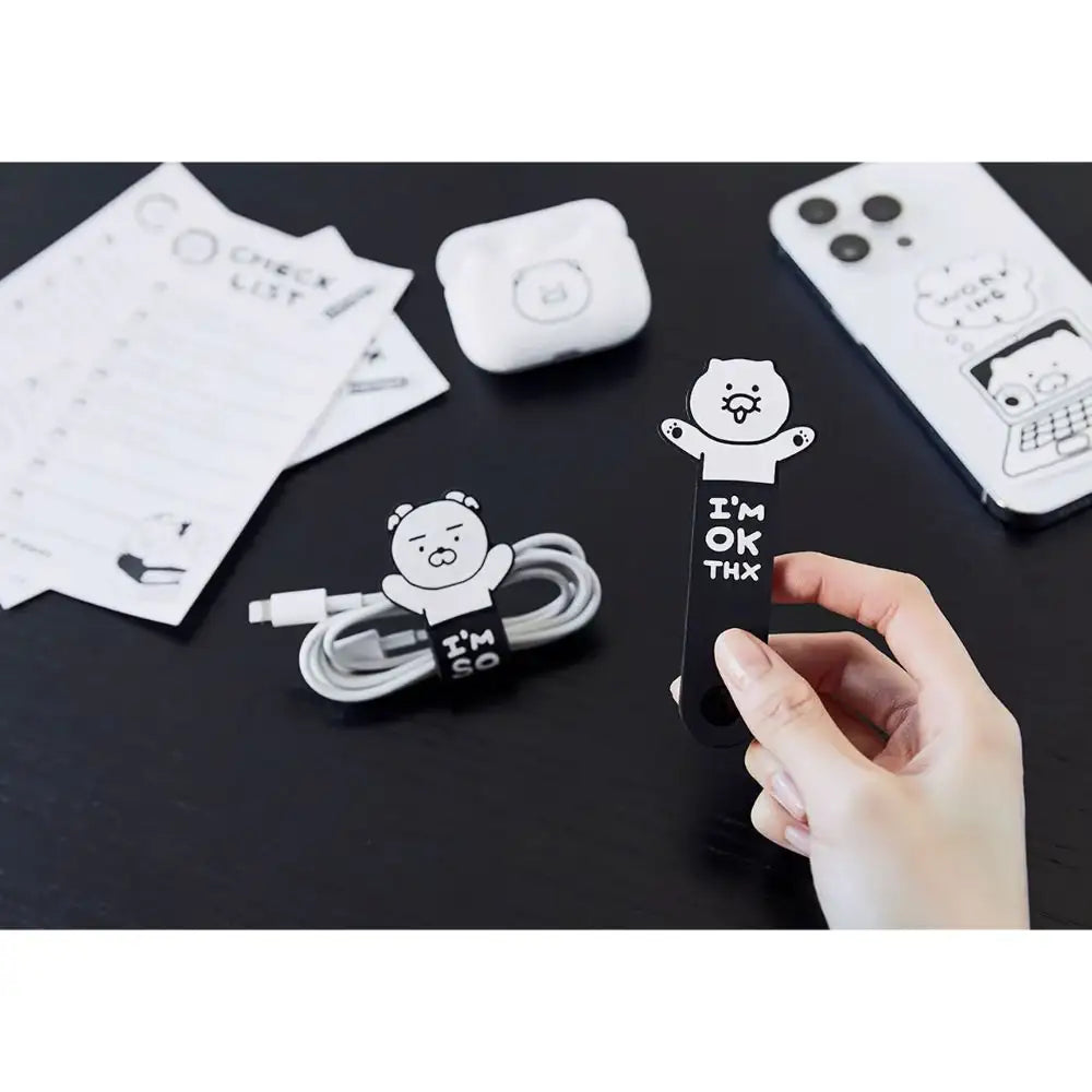 Kakao Friends - Black & White Cable Holder Set - Kakao Friends - Home & Living, Accessories - Harumio