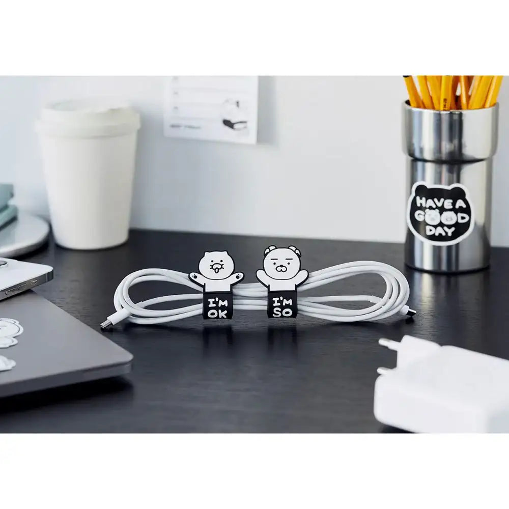 Kakao Friends - Black & White Cable Holder Set - Kakao Friends - Home & Living, Accessories - Harumio