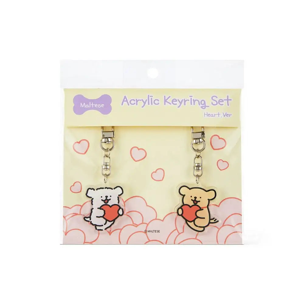 Kakao Friends - Maltese Cuties Acrylic Keyring Set (Heart Version) - Kakao Friends - Acrylic Keyring - Harumio