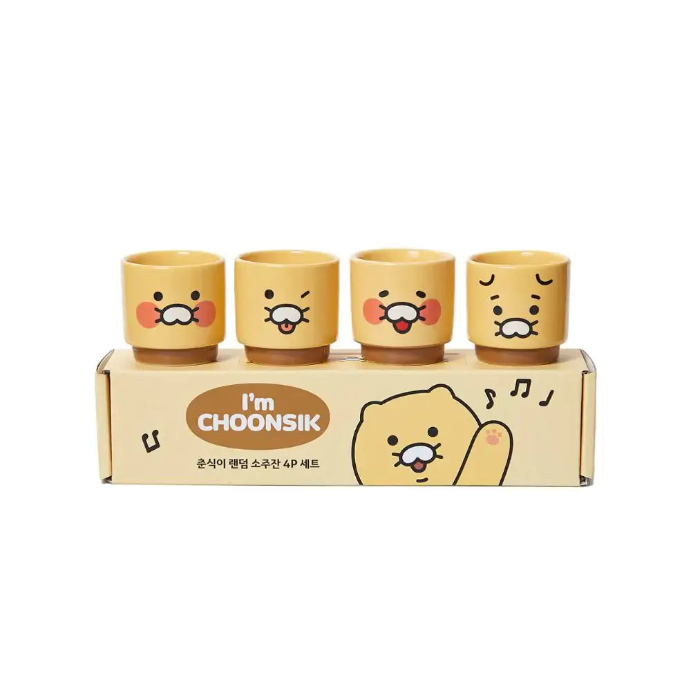Kakao Friends - Choonsik Ceramic Soju Cup Set (4pcs) - Kakao Friends - Home & Living, Accessories - Harumio