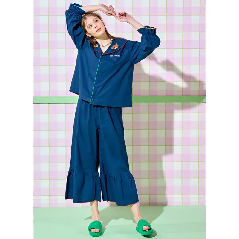 Wiggle Wiggle - Clumppy's Shirring Pajama Set - Wiggle Wiggle - Pajamas - Harumio