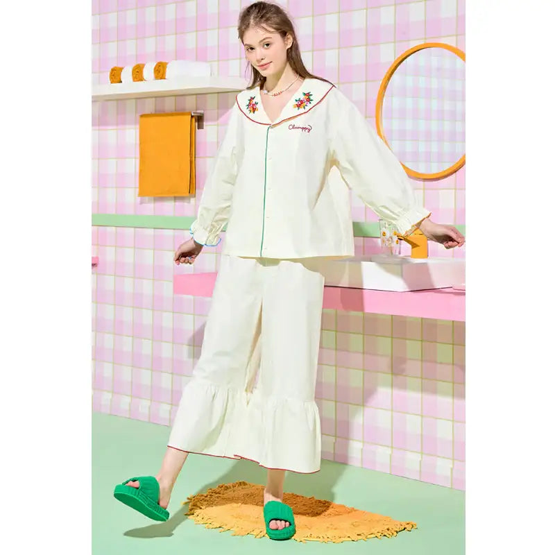 Wiggle Wiggle - Clumppy's Shirring Pajama Set - Wiggle Wiggle - Pajamas - Harumio