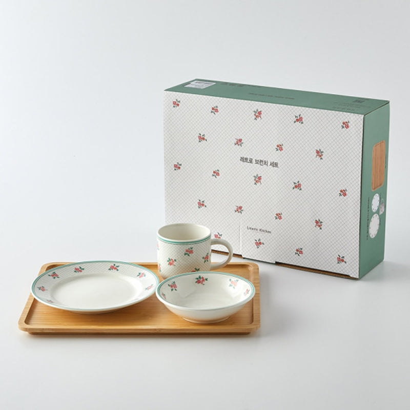 Korean L Retro Brunch Set & Bamboo Tray
