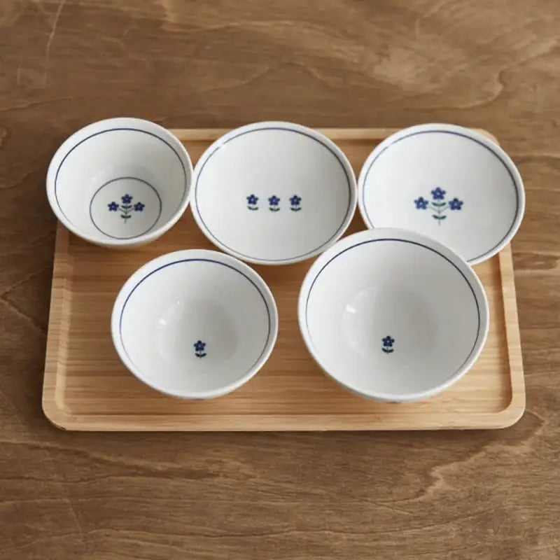 Korean L ON Flower Marie Hansang Dinnerware Set 5P & Bamboo Tray - Modern House - Kitchenware - Harumio