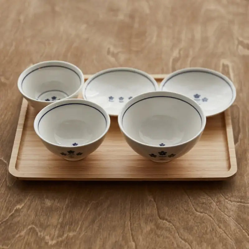 Korean L ON Flower Marie Hansang Dinnerware Set 5P & Bamboo Tray - Modern House - Kitchenware - Harumio