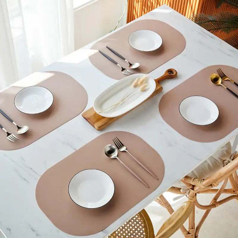 Korean ON Leather Pattern Silicone Square Shaped Table Mat Set 4P - Modern House - Kitchenware - Harumio