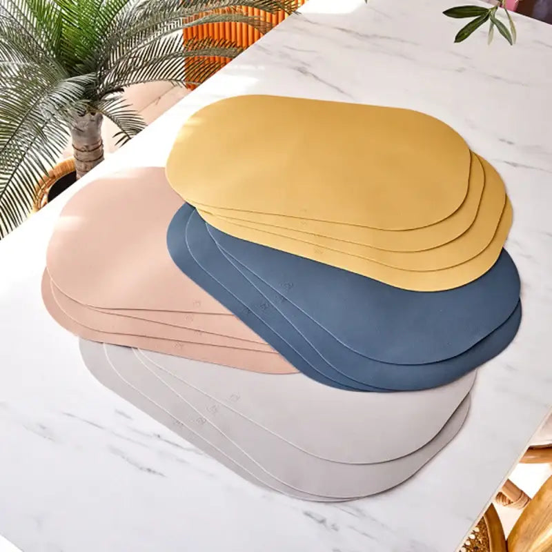 Korean ON Leather Pattern Silicone Square Shaped Table Mat Set 4P - Modern House - Kitchenware - Harumio
