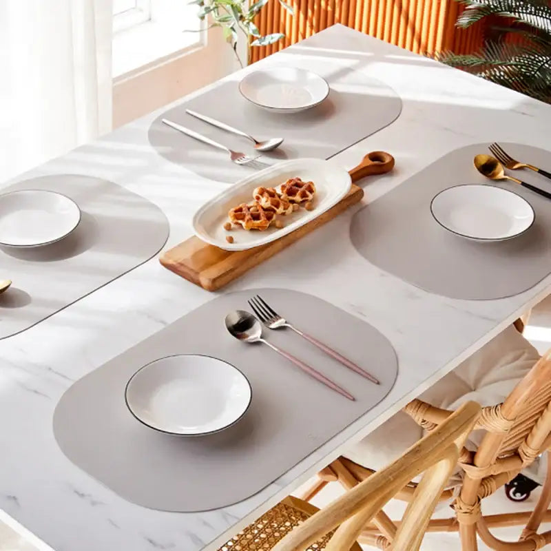 Korean ON Leather Pattern Silicone Square Shaped Table Mat Set 4P - Modern House - Kitchenware - Harumio