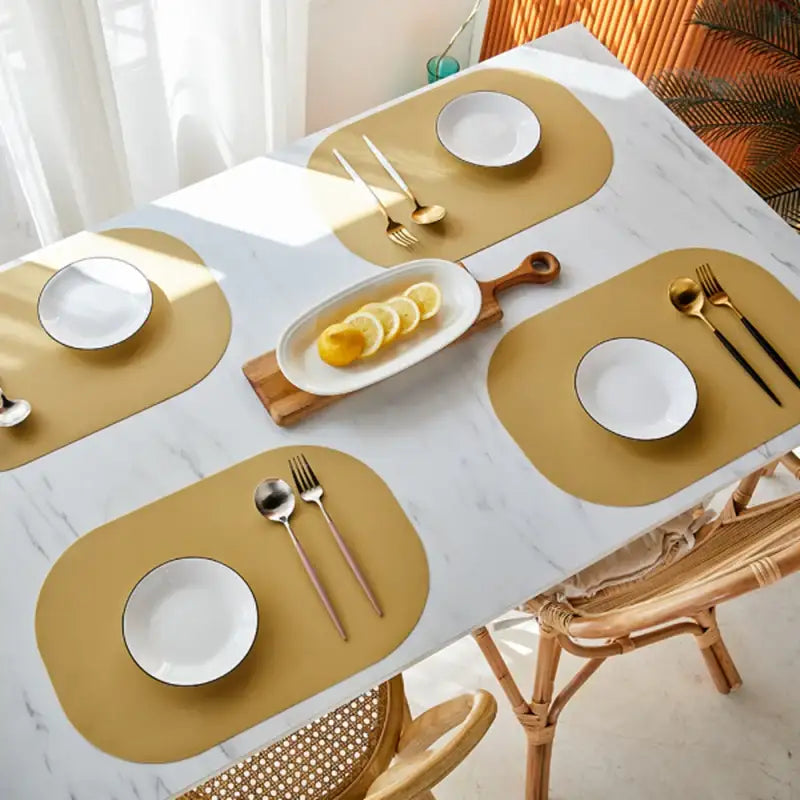 Korean ON Leather Pattern Silicone Square Shaped Table Mat Set 4P - Modern House - Kitchenware - Harumio
